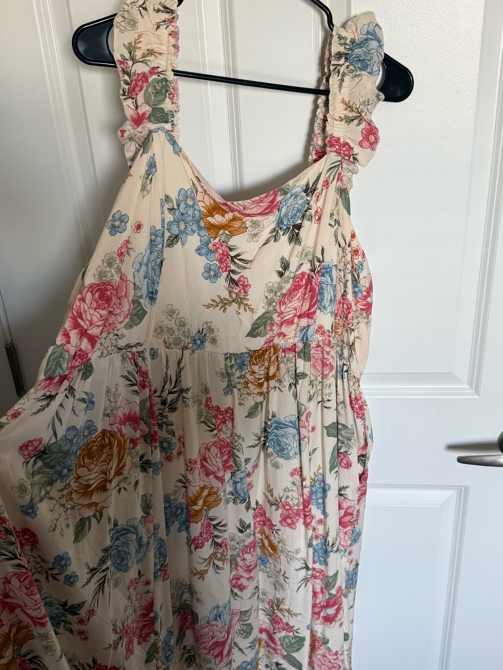 torrid Cream Floral Maxi Dress with Pink, Blue & Mustard Flowers - Picture 2 of 3